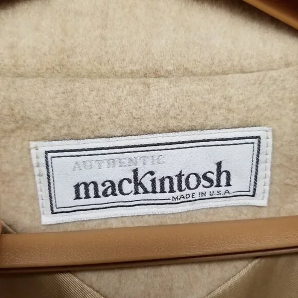 ✅Womens L VTG Mackintosh Beige Wool Pea Coat/Jacket USA Union Made *Moth Damage - Picture 3 of 14
